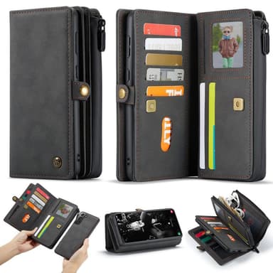 CaseMe Samsung S21 FE CaseMe Big Wallet 2in1 Magnet Lompakkokotelo - Musta