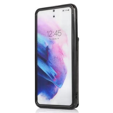 SKALO Samsung S21 FE PU-nahkainen Suojakuori Lompakolla - Musta