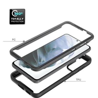 SKALO Samsung S21 FE Iskunkestävä Clear Hybridi Suojakuori - Musta