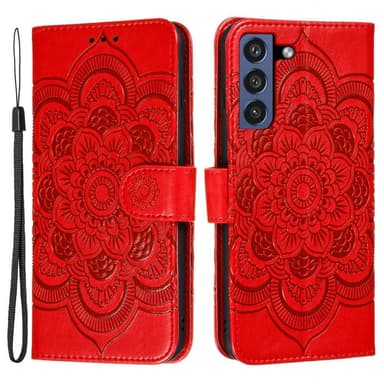SKALO Samsung S21 FE Mandala lompakkokotelo - Punainen