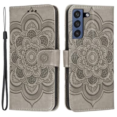 SKALO Samsung S21 FE Mandala lompakkokotelo - Harmaa
