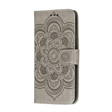 SKALO Samsung S21 FE Mandala lompakkokotelo - Harmaa