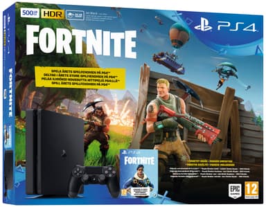 PlayStation 4 Slim 500 GB (2017) + Fortnite-peli