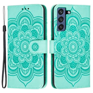 SKALO Samsung S21 FE Mandala lompakkokotelo - Turkoosi