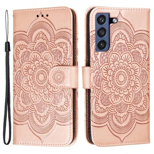 SKALO Samsung S21 FE Mandala lompakkokotelo - Ruusukulta