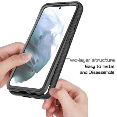 SKALO Samsung S21 FE Iskunkestävä Clear Hybridi Suojakuori - Musta