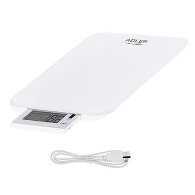 Adler Electronic Keittiövaaka AD 3167w Enimmäispaino (kapasiteetti) 10 kg, asteikko 1 g, Näytön tyyppi LCD, valkoinen