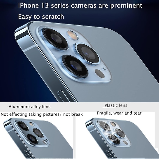 iPhone 13 Pro / 13 Pro Max linssinsuoja alumiiniseos Sininen