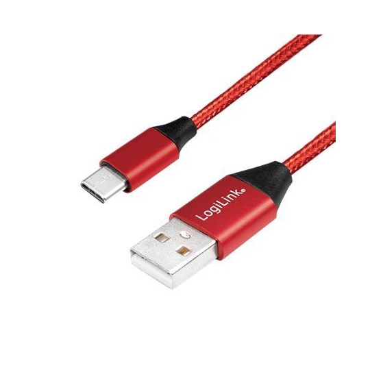 Logilink USB 2.0 -kaapeli CU0148 1 m, punainen, USB-A-uros, USB-C-uros