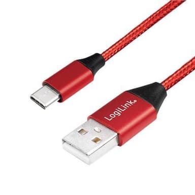 Logilink USB 2.0 -kaapeli CU0148 1 m, punainen, USB-A-uros, USB-C-uros