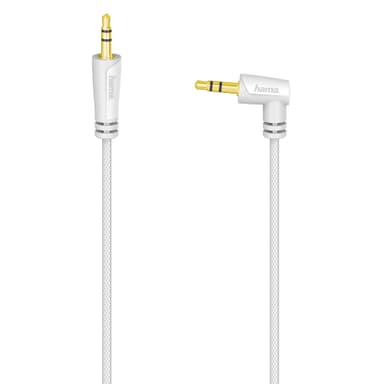 Hama audio johto 3,5mm - 3,5mm 90° kulmassa (valk.)