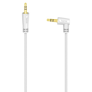 Hama audio johto 3,5mm - 3,5mm 90° kulmassa (valk.)