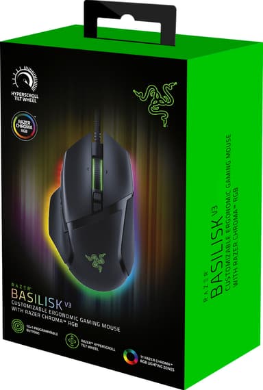 Razer Gaming hiiri Basilisk V3, optinen, 26000 DPI, musta