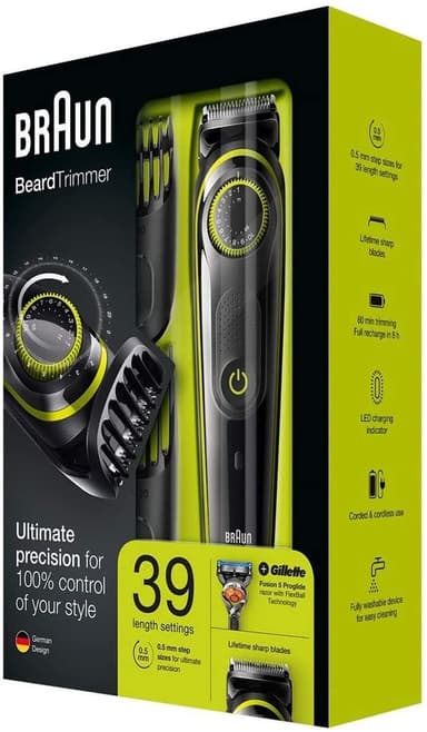 Braun partatrimmeri BT3041 Käyttöaika (max) 60 min, parranajopäiden/terien lukumäärä 1, musta/vihreä, märkä ja kuiva