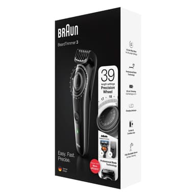 Braun partatrimmeri BT3242 johdoton, Käyttöaika (max) 80 min, Pituusaskelmien määrä 39, Parranajopäiden/terien määrä 1, Musta