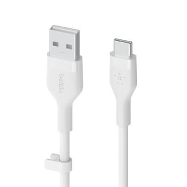 BOOST CHARGE USB-A to USB-C Silicon 1m, valkoinen
