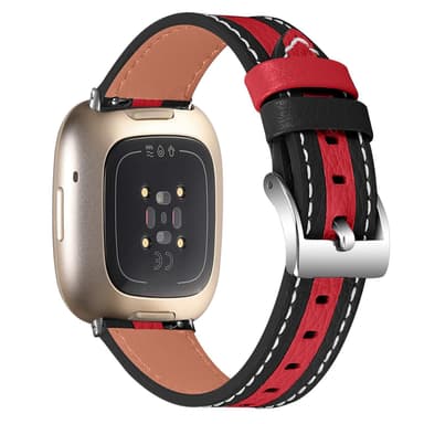 Fitbit Versa 3 rannekoru aitoa nahkaa musta/punainen
