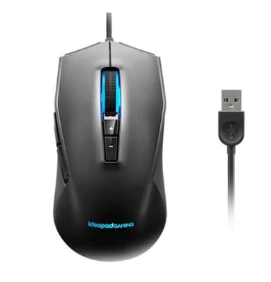 Lenovo IdeaPad Gaming M100 RGB -pelihiiri, musta, ergonominen  2 vyöhykkeen RGB  7 värin kiertävä taustavalo  Raportointinopeus 1000 rps, langallinen USB 2.0: n kautta