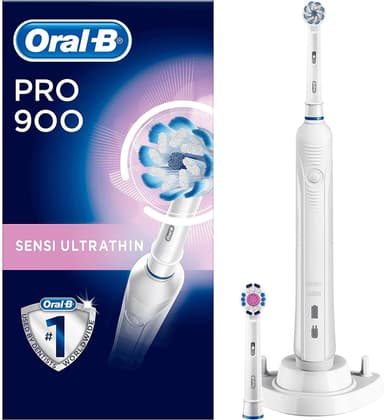 Oral-B Hammasharja PRO 900 Sensi Ultrathin Ladattava, Aikuisille, Käyttöaika 7 päivää min, Mukana olevien harjaspäiden lukumäärä 2, Hampaiden harjaustilat 3, Sonic-tekniikka, Valkoinen