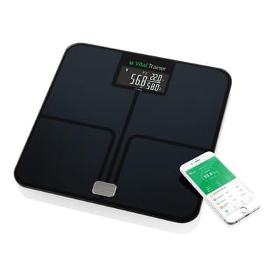 ETA Smart Personal Scale Vital Trainer ETA778090000 Kehon analysaattori, Suurin paino (kapasiteetti) 180 kg, Tarkkuus 100 g, Painoindeksin (BMI) mittaus, Musta