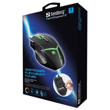 Destroyer FlexWeight Gaming Mouse, musta