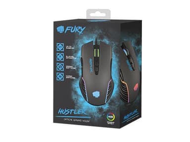 Fury Gaming Mouse Fury Hustler Wired, 500-6400 DPI, musta