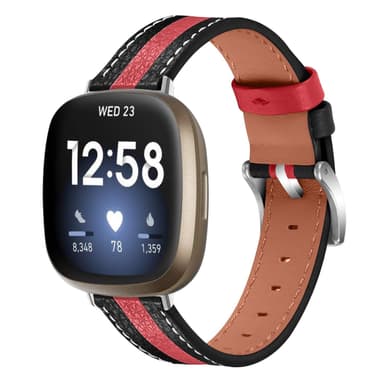 Fitbit Versa 3 rannekoru aitoa nahkaa musta/punainen