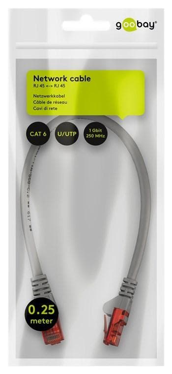 CAT 6 patch-kaapeli, U/UTP, harmaa