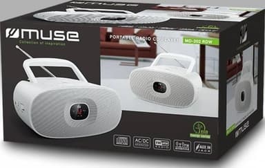 Muse MD-202RDW valkoinen, kannettava radio-CD-soitin,