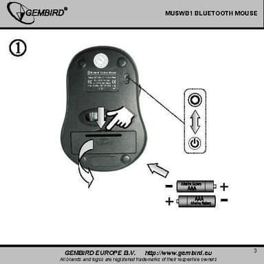 Gembird MUSWB2 optinen Bluetooth -hiiri, langaton yhteys, 6 -painike, musta, harmaa