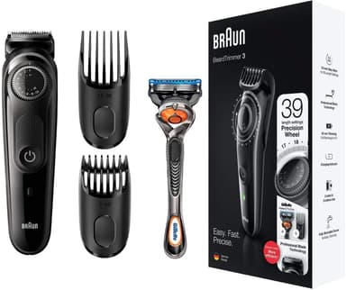 Braun partatrimmeri BT3242 johdoton, Käyttöaika (max) 80 min, Pituusaskelmien määrä 39, Parranajopäiden/terien määrä 1, Musta