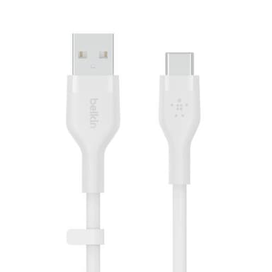 BOOST CHARGE USB-A to USB-C Silicon 3m, valkoinen