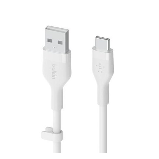BOOST CHARGE USB-A to USB-C Silicon 2m, valkoinen