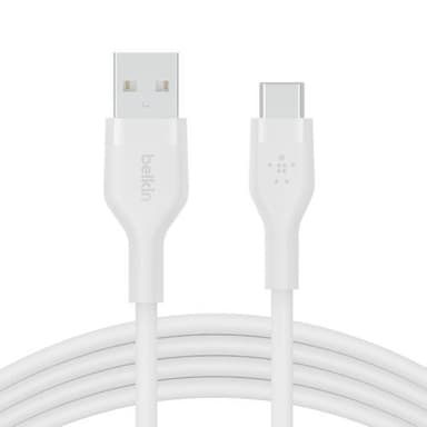 BOOST CHARGE USB-A to USB-C Silicon 3m, valkoinen