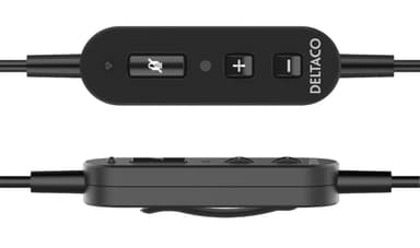 DELTACO OFFICE USB-kuulokemikrofoni, monoääni, kaukosäädin, musta