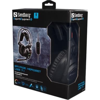 Savage Gaming Headset USB 7.1, musta