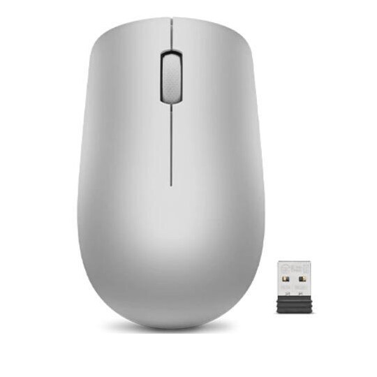 Langaton Lenovo -hiiri 530, optinen hiiri, platinaharmaa, langaton 2,4 GHz Nano -USB: n kautta