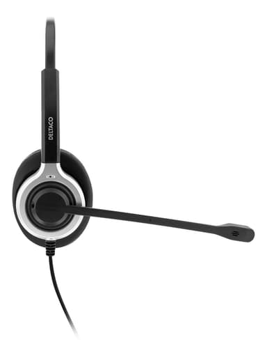 DELTACO OFFICE USB-kuulokemikrofoni, stereo, Teams ja Webex, mustaa