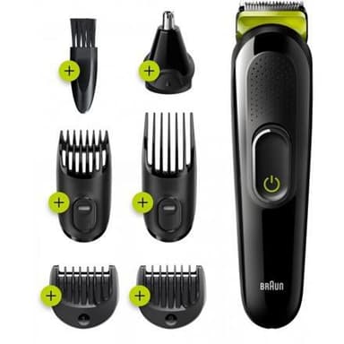 Braun All-in-one partatrimmeri ja hiustenleikkuri MGK3221 johdoton, pituusaskelmien lukumäärä 13, musta/vihreä