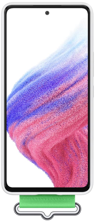 Samsung Galaxy A53 silikoninen suojakuori + hihna (valkoinen)