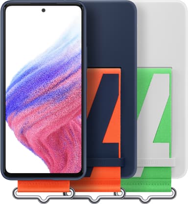 Samsung Galaxy A53 silikoninen suojakuori + hihna (valkoinen)