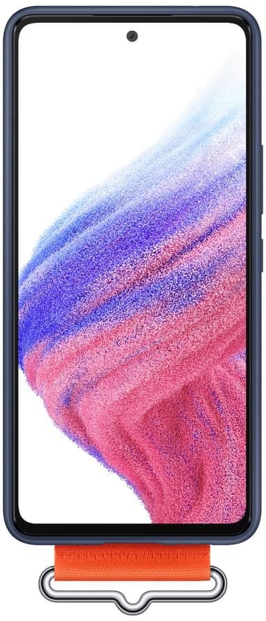 Samsung Galaxy A53 silikoninen suojakuori + hihna (laivastonsininen)
