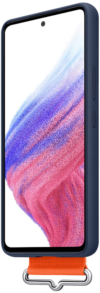 Samsung Galaxy A53 silikoninen suojakuori + hihna (laivastonsininen)