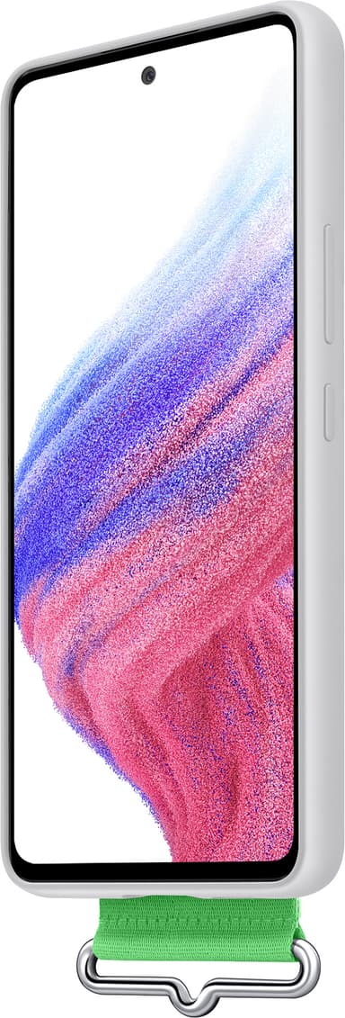 Samsung Galaxy A53 silikoninen suojakuori + hihna (valkoinen)