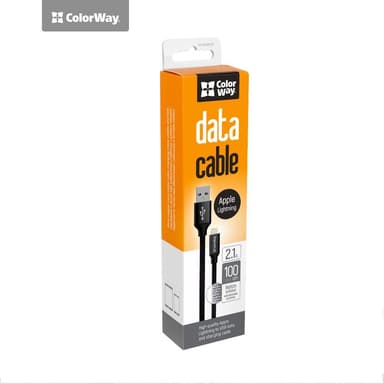 ColorWay Data Cable Apple Lightning -latauskaapeli, nopea ja turvallinen lataus  Vakaa tiedonsiirto, musta, 1 m