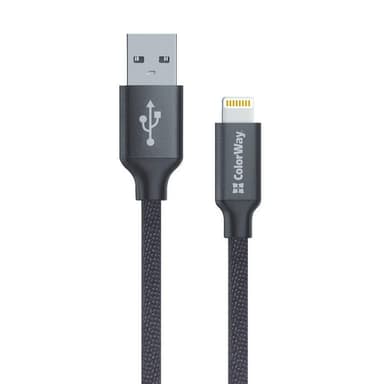ColorWay Data Cable Apple Lightning -latauskaapeli, nopea ja turvallinen lataus  Vakaa tiedonsiirto, musta, 1 m