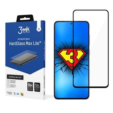 3MK HardGlass Max Lite Samsung, Galaxy S21 FE, karkaistu lasi, musta, kirkas näytönsuoja