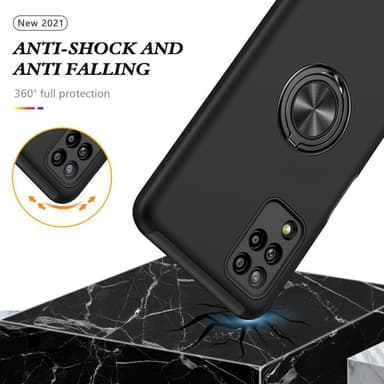 Samsung Galaxy A12 sormensormen tukijalka (sisäänrakennettu metallilevy) kotelo
