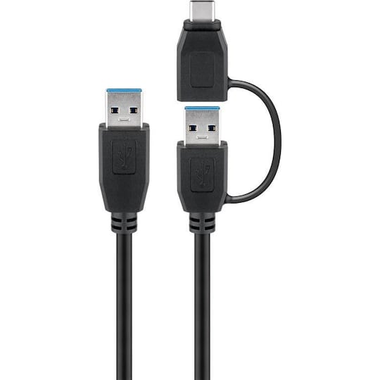 USB 3.0 -kaapeli yhdellä USB A-USB-Câ„¢ -sovittimella, musta