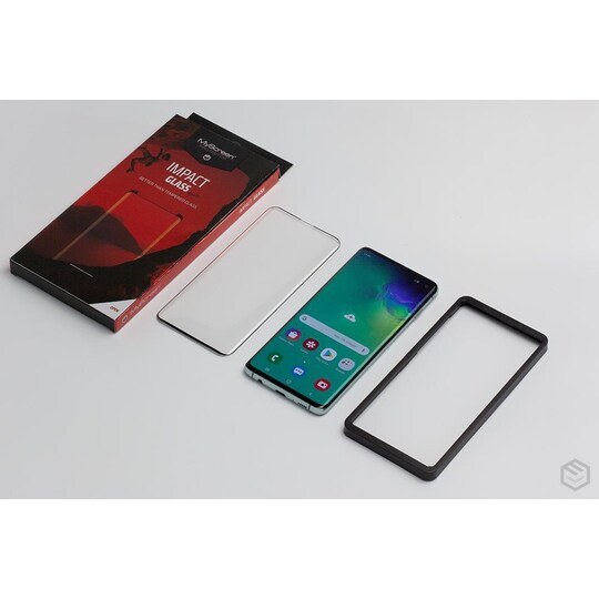 MyScreen Impact glass edge 3D Samsung, Galaxy Note 10, joustava hybridilasi, läpinäkyvä musta kehys